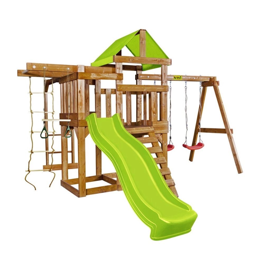 Деревянная детская площадка Babygarden Play 8, габариты 3,9 х 4,2 м, с балконом, турником, рукоходом от компании ДетямЮга - фото 1