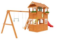 Деревянная детская площадка для дачи Клубный домик 2 Luxe