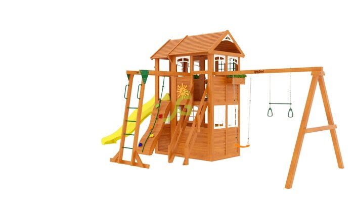 Деревянная детская площадка для дачи Клубный домик 2 с рукоходом Luxe от компании ДетямЮга - фото 1
