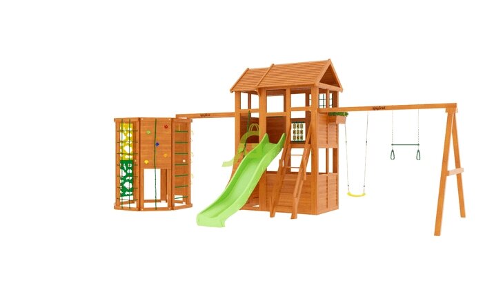 Деревянная детская площадка для дачи Клубный домик 2 с WorkOut от компании ДетямЮга - фото 1