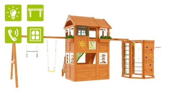 Деревянная детская площадка Клубный домик 2 с WorkOut Luxe от компании ДетямЮга - фото 1