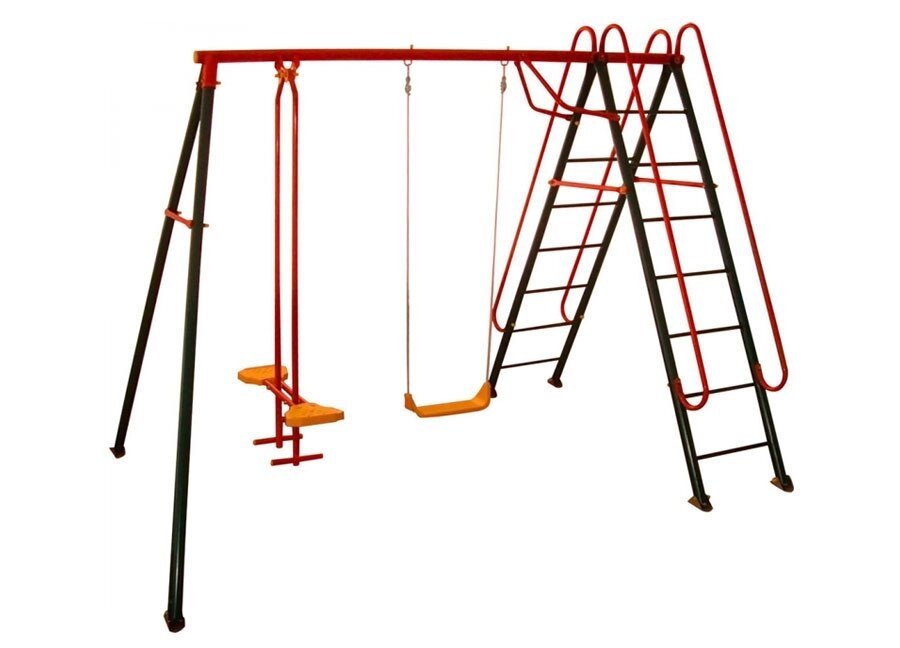 Детский игровой комплекс с двумя качелями Солнышко-3, металл от компании ДетямЮга - фото 1