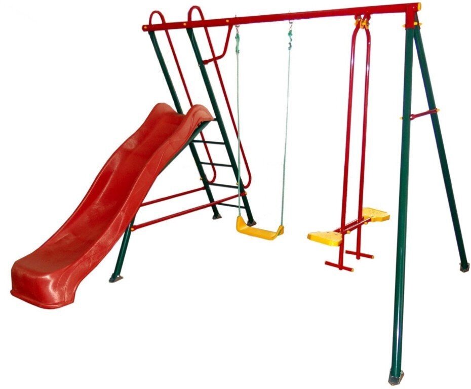 Детский игровой комплекс с горкой и качелями Солнышко-5, металл, пластик от компании ДетямЮга - фото 1