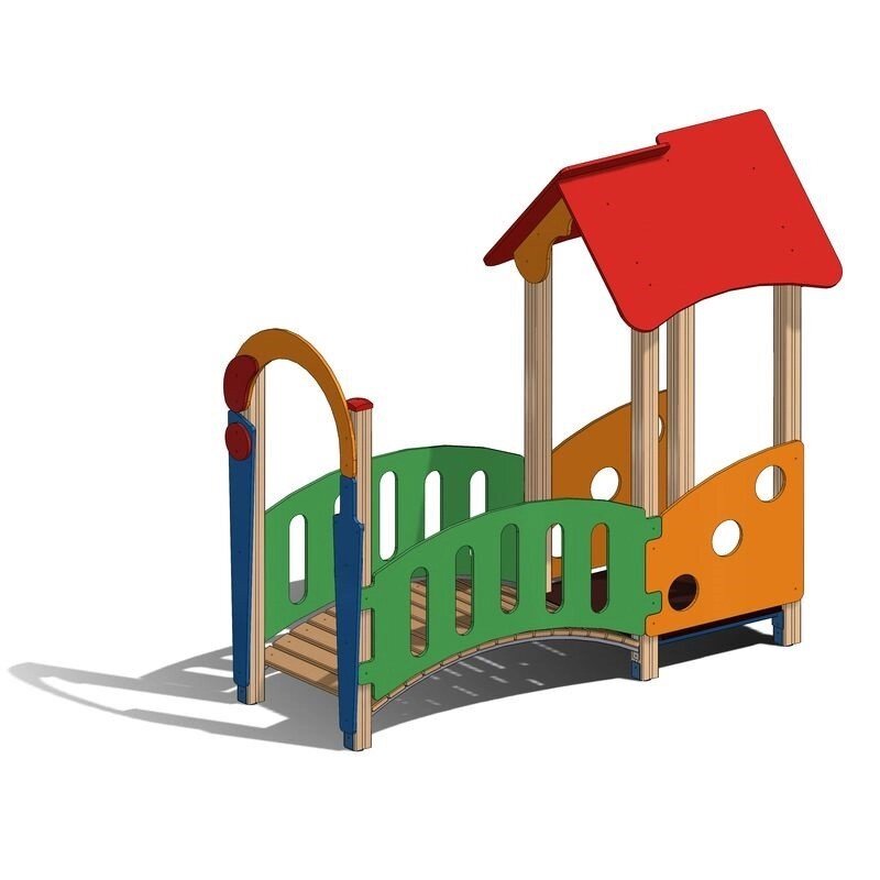 Домик с мостиком для детской игровой площадки ДМ-5, дерево от компании ДетямЮга - фото 1