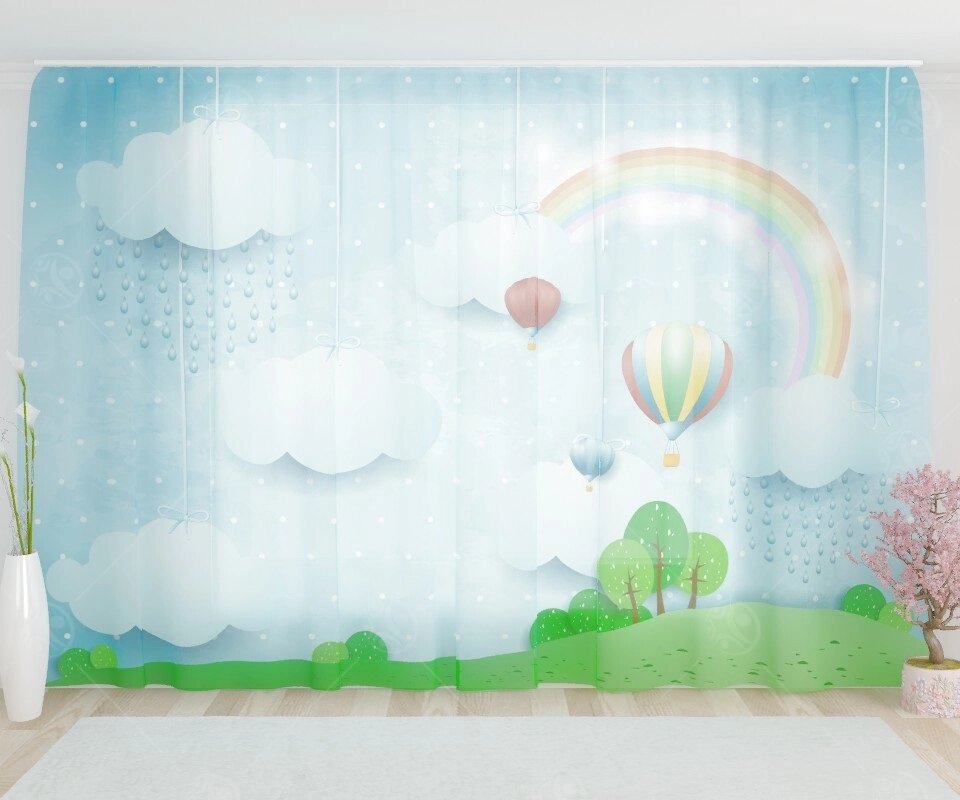 Фототюль "Воздушные шары с облачками", 2,8*1,6м от компании ДетямЮга - фото 1