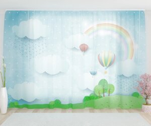 Фототюль "Воздушные шары с облачками", 2,8*1,6м