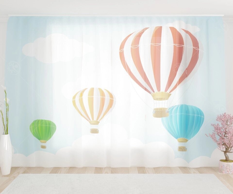 Фототюль "Воздушные шары в небе", 2,8*1,6м от компании ДетямЮга - фото 1