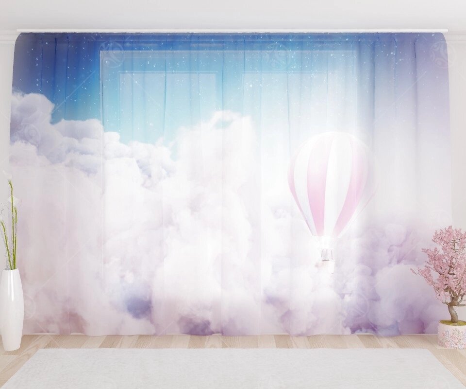 Фототюль "Воздушный шар в облаках", 2,8*1,6м от компании ДетямЮга - фото 1