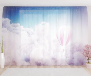 Фототюль "Воздушный шар в облаках", 2,8*1,6м