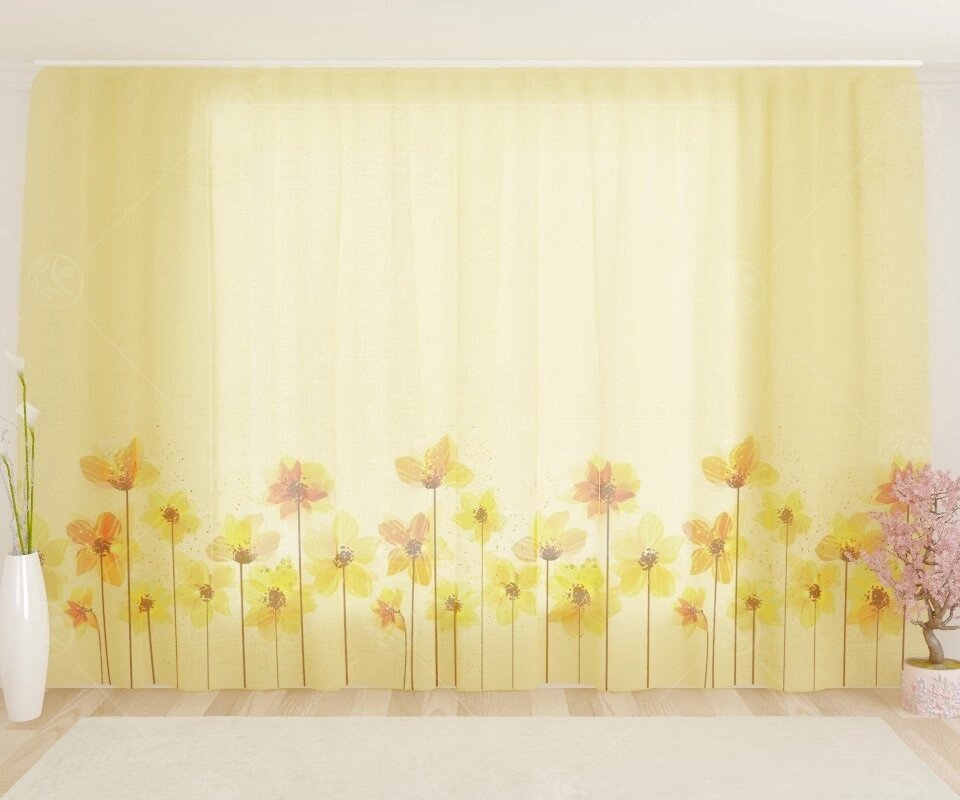 Фототюль "Желтые летние цветы", 2,8*1,6м от компании ДетямЮга - фото 1