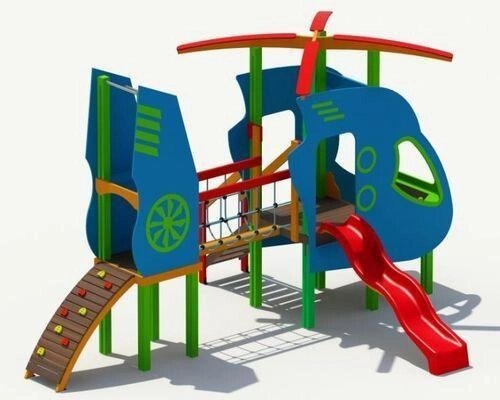 Геликоптер, малая архитектурная форма с горкой для детских игровых площадок, дерево, металл от компании ДетямЮга - фото 1