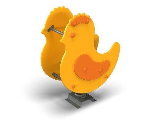 Качалка на пружине Цыпленок, элемент детской игровой площадки, дерево, металл от компании ДетямЮга - фото 1