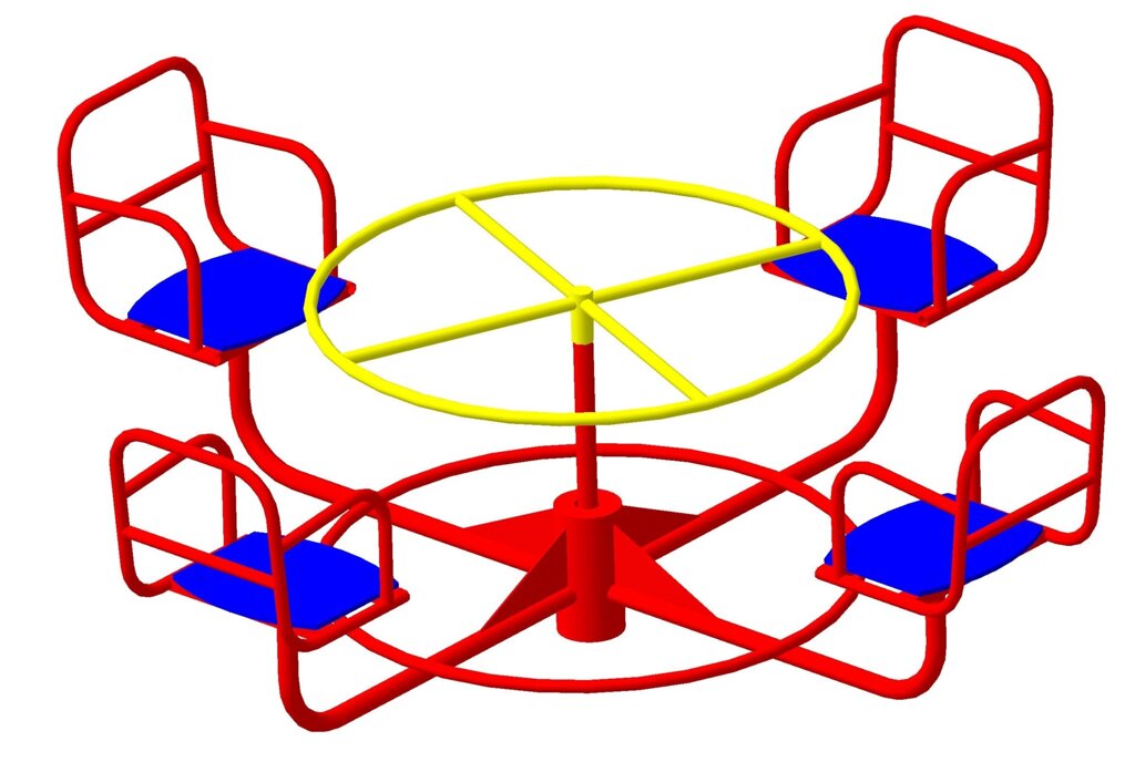 Карусель №3 с вращающейся платформой для детей младшего возраста, металл, дерево от компании ДетямЮга - фото 1