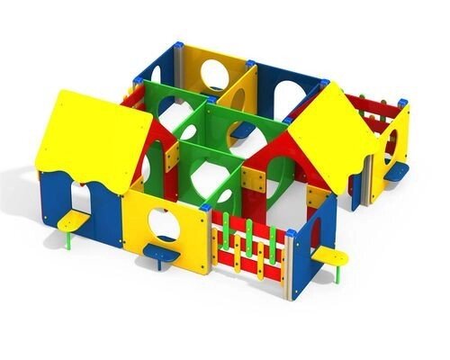 Лабиринт 3 с крышей и столиками для детской игровой площадки, дерево от компании ДетямЮга - фото 1