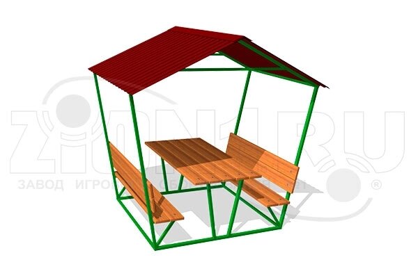 Малые архитектурные формы АО ЗИОН1 СП018 Стол уличный со скамьями и навесом от компании ДетямЮга - фото 1