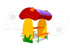 Малые архитектурные формы АО ЗИОН1 СП071 Детский столик с навесом «Грибник»
