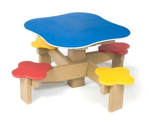 Набор детской мебели для уличной игровой площадки столик с табуретами Радуга, дерево от компании ДетямЮга - фото 1