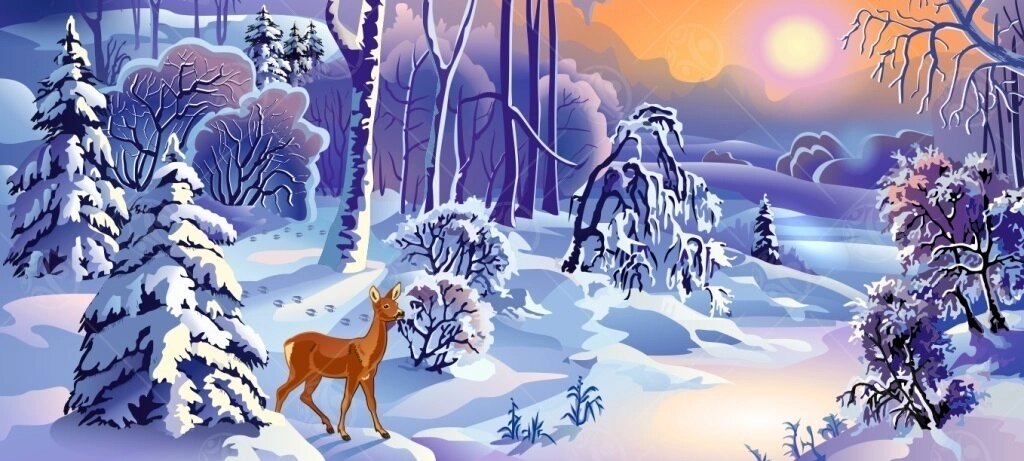 Настенное панно "Зима с оленем" от компании ДетямЮга - фото 1