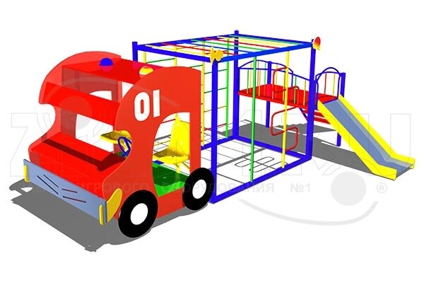 Оборудование для детских площадок АО ЗИОН1 ИМ035 Макет-комплекс «Пожарная машина» от компании ДетямЮга - фото 1