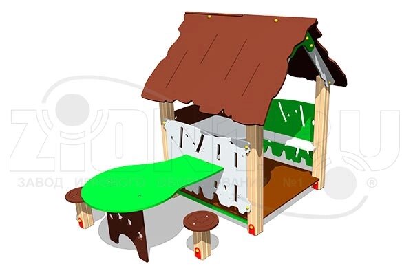 Оборудование для детских площадок АО ЗИОН1 ИМ114 Домик «Хижина со столиком» от компании ДетямЮга - фото 1