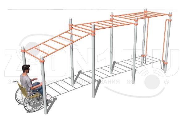 Оборудование для воркаута (Workout) АО ЗИОН1 ВА082 Рукоход разноуровневый адаптированный для колясочников от компании ДетямЮга - фото 1