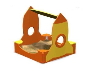 Песочница с сидениями и крышей для детских игровых площадок Ракета, дерево