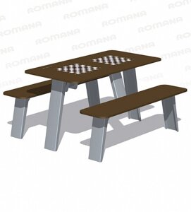 Стол со скамьями с рисунком Шахматы Romana 302.34.00-01