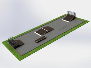 Спортивная площадка для скейтбординга 22х8 м