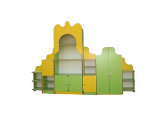 Стенка-стеллаж полуоткрытая для игрушек, книг, наглядных пособий в дошкольные и учебные заведения Дюймовочка