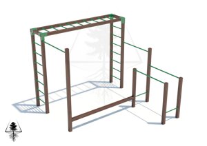 Спортивный уголок для общественной зоны Остров, сибирская лиственница, антивандальный