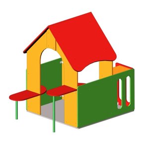 Домик детский для игровой площадки со столиками ДС-2, дерево, металл