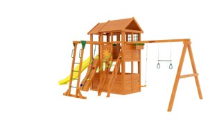 Деревянная детская площадка для дачи Клубный домик 2 c рукоходом