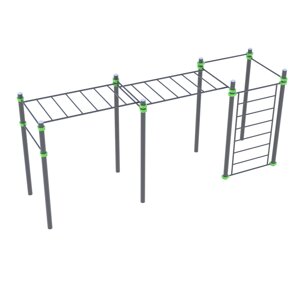 Спорткомплекс для воркаут площадки ВР-54, турники, шведская стенка, рукоход двойной, пять секций, металл