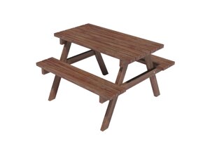 Стол со скамейками для садово-парковых территорий, сибирская лиственница, антивандальный