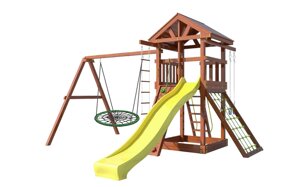 Деревянная детская площадка Теремок 1 с качелями Гнездо 100 см