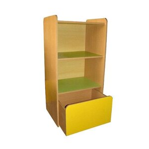 Стеллаж полуоткрытый с выкатным ящиком для игрушек, книг, наглядных пособий в дошкольные и учебные заведения Гулливер