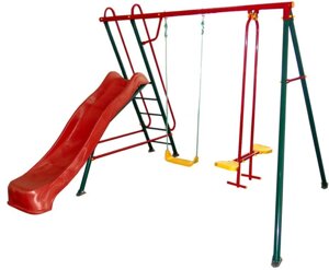 Спорткомплекс с горкой и качелями для детской игровой площадки Солнышко-5, металл, пластик