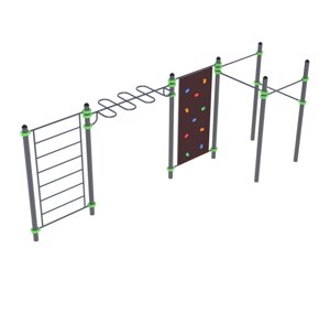 Спорткомплекс для воркаута ВР-93, шведская стенка, рукоход Змейка, скалодром, турники Треугольник, 6 секций