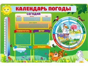 Стенд "Календарь природы" с магнитным градусником 0,75*0,5м