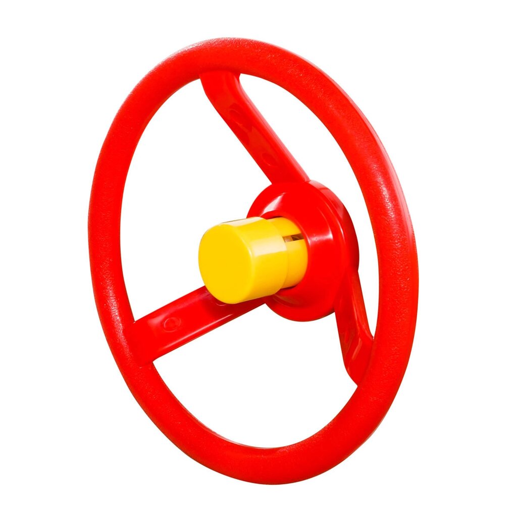 Руль ударопрочный 30см для детских площадок, при нажатии имитирует автомобильный гудок, красный от компании ДетямЮга - фото 1