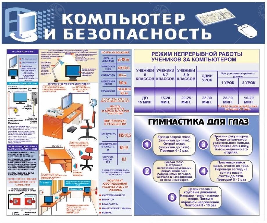 Стенд "Компьютер и безопасность" 0,75*0,9м от компании ДетямЮга - фото 1