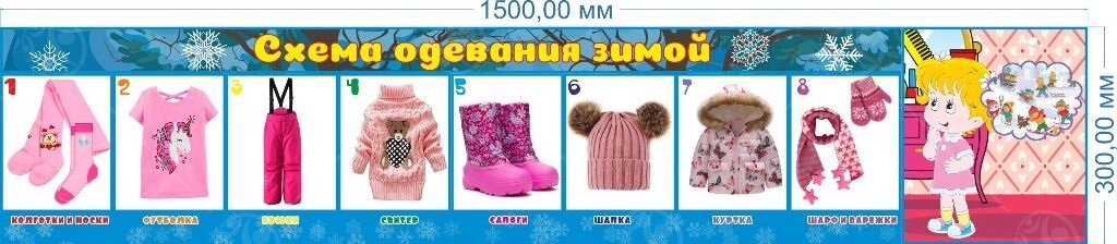 Стенд "Схема одевания зимой" №1 1,5*0,3м от компании ДетямЮга - фото 1