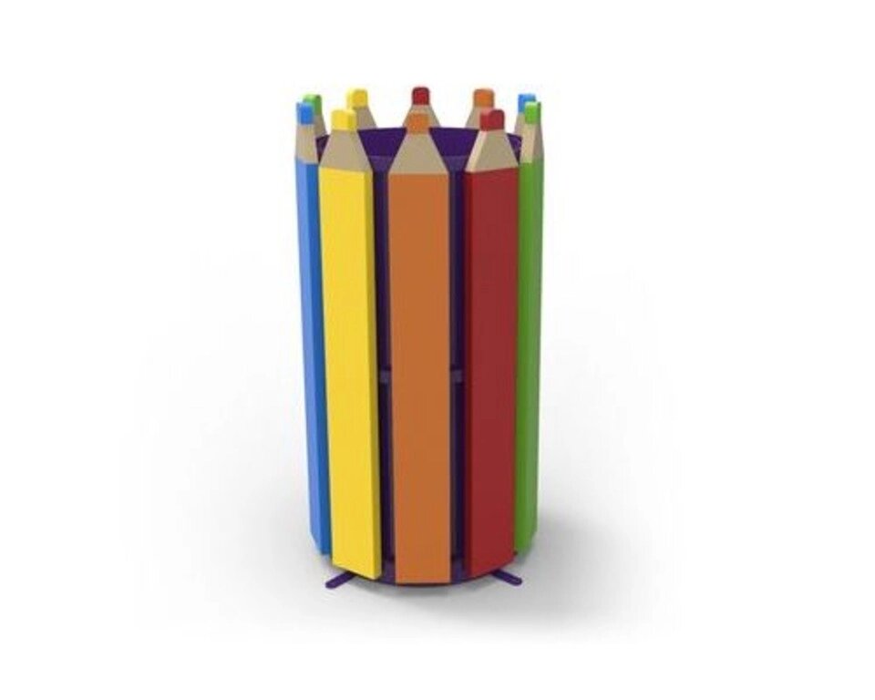 Урна разноцветная Карандаши для детской спортивно-игровой площадки, дерево, металл от компании ДетямЮга - фото 1