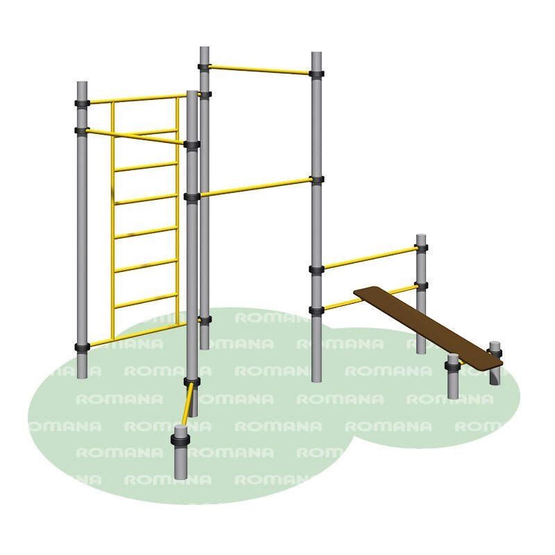 Воркаут уличный со шведской стенкой, лавкой для пресса Romana 501.09.01 от компании ДетямЮга - фото 1