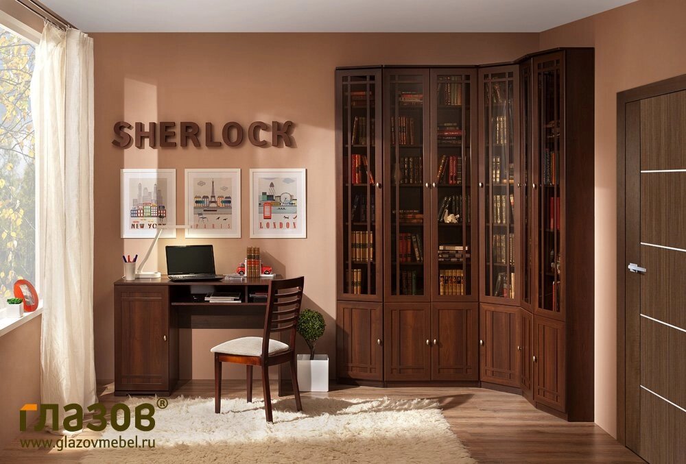 Библиотека Sherlock Шерлок, орех (комплект 1) от компании Мебельный магазин ГОССА - фото 1