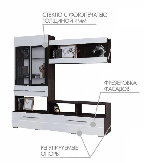 Центральная секция Милан ЦС-04, венге от компании Мебельный магазин ГОССА - фото 1