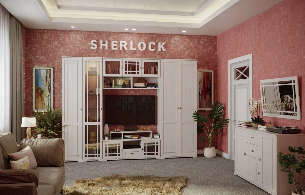 Гостиная Sherlock Ясень Анкор светлый, (комплект 2) от компании Мебельный магазин ГОССА - фото 1
