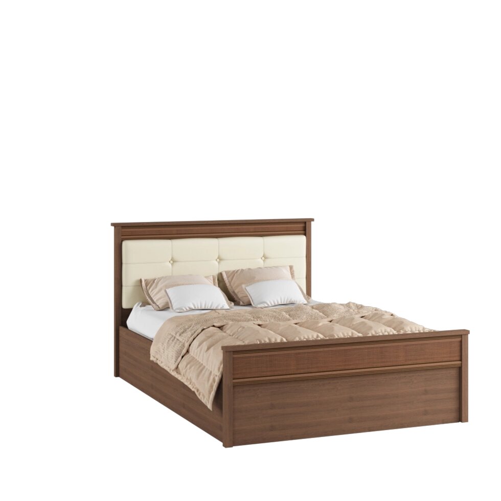 Кровать 1,4 м ЛКР-1 (1,4) с настилом, Ливорно, Орех донской от компании Мебельный магазин ГОССА - фото 1