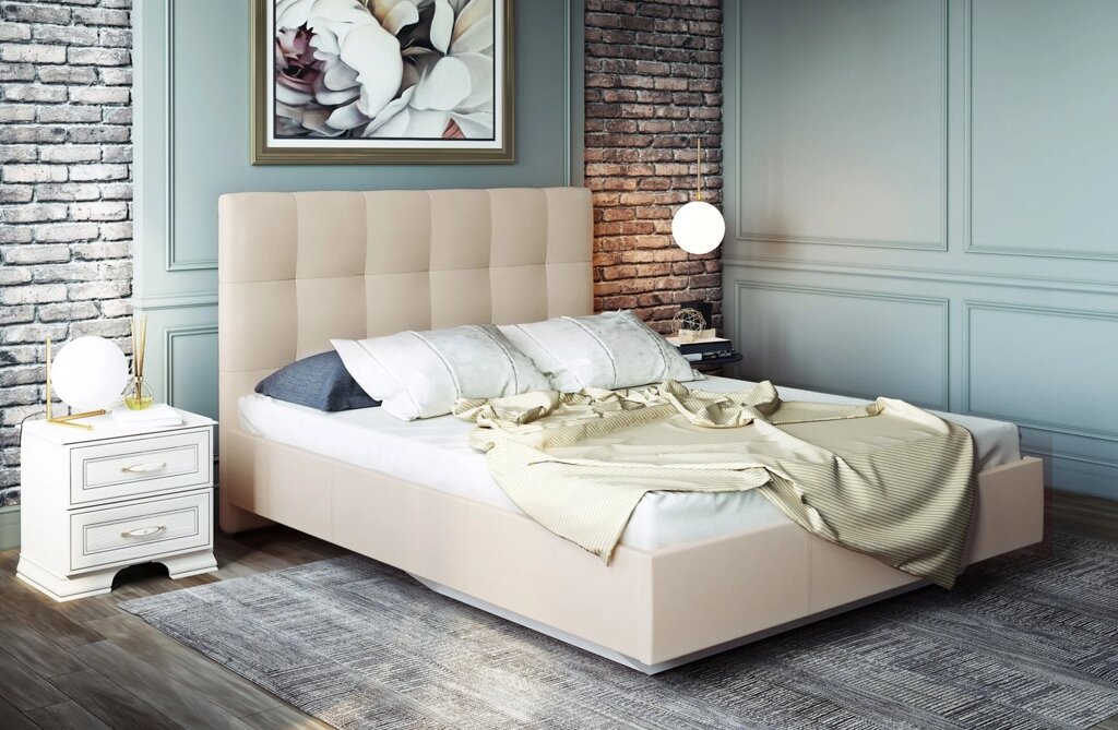 Кровать 1400 латы Сонум  (Найс Беж) от компании Мебельный магазин ГОССА - фото 1
