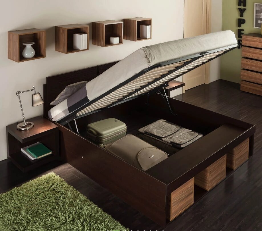 Кровать 3 Hyper 140*200 с подъемным механизмом (Венге монохром) от компании Мебельный магазин ГОССА - фото 1